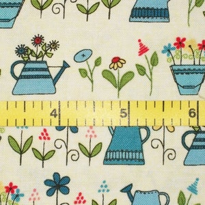 Gardening Fabric, Watering Can Fabric, By The Yard, Henry Glass, Sewing Quilting Fabric, Novelty Fabric, Summer Fabric, Flower Fabric, image 3