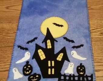 Wool Applique Pattern, Halloween Wool Applique Pattern, Pumpkins Wool Applique, Wool Table Runner, Penny Rug Pattern, Ghost, PATTERN ONLY