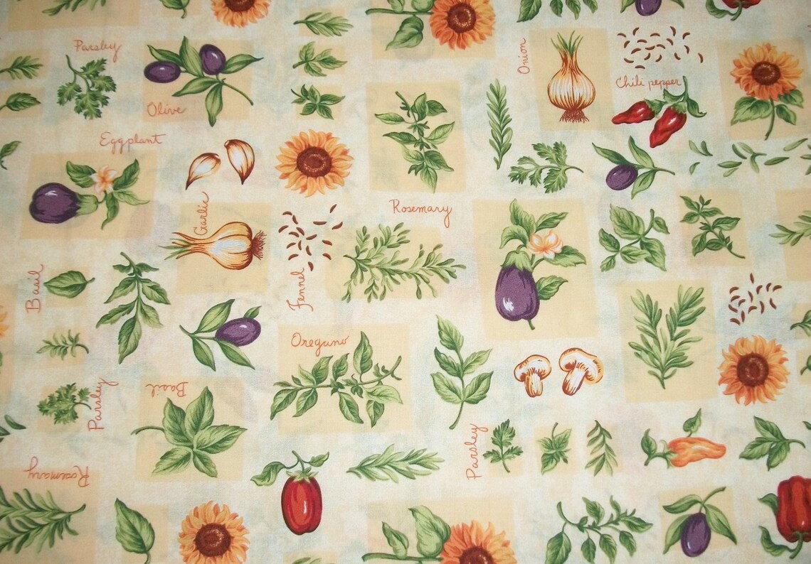 Vegetable Fabric Garden Fabric VIP Cranston Fabric Herb Etsy