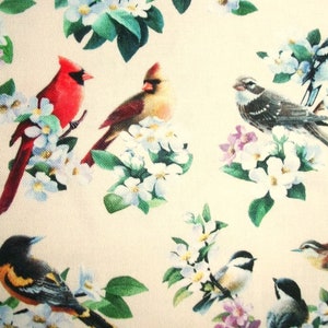 Cardinal Fabric, Chickadee Fabric, Bird Fabric, By The Yard, Spring Fabric, Elizabeth Studios, Sewing Quilting Fabric, Novelty Fabric, image 4