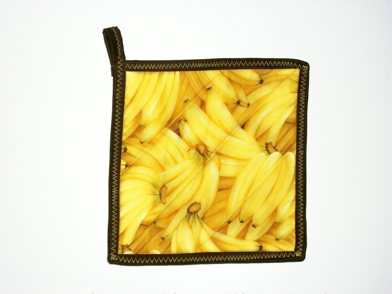 Coasters,Set of 2 Summer Decor Kitchen Decor Banana Decor Potholders Quilted Yellow Bananas Cottage Chic Hot Pads Yellow Potholders