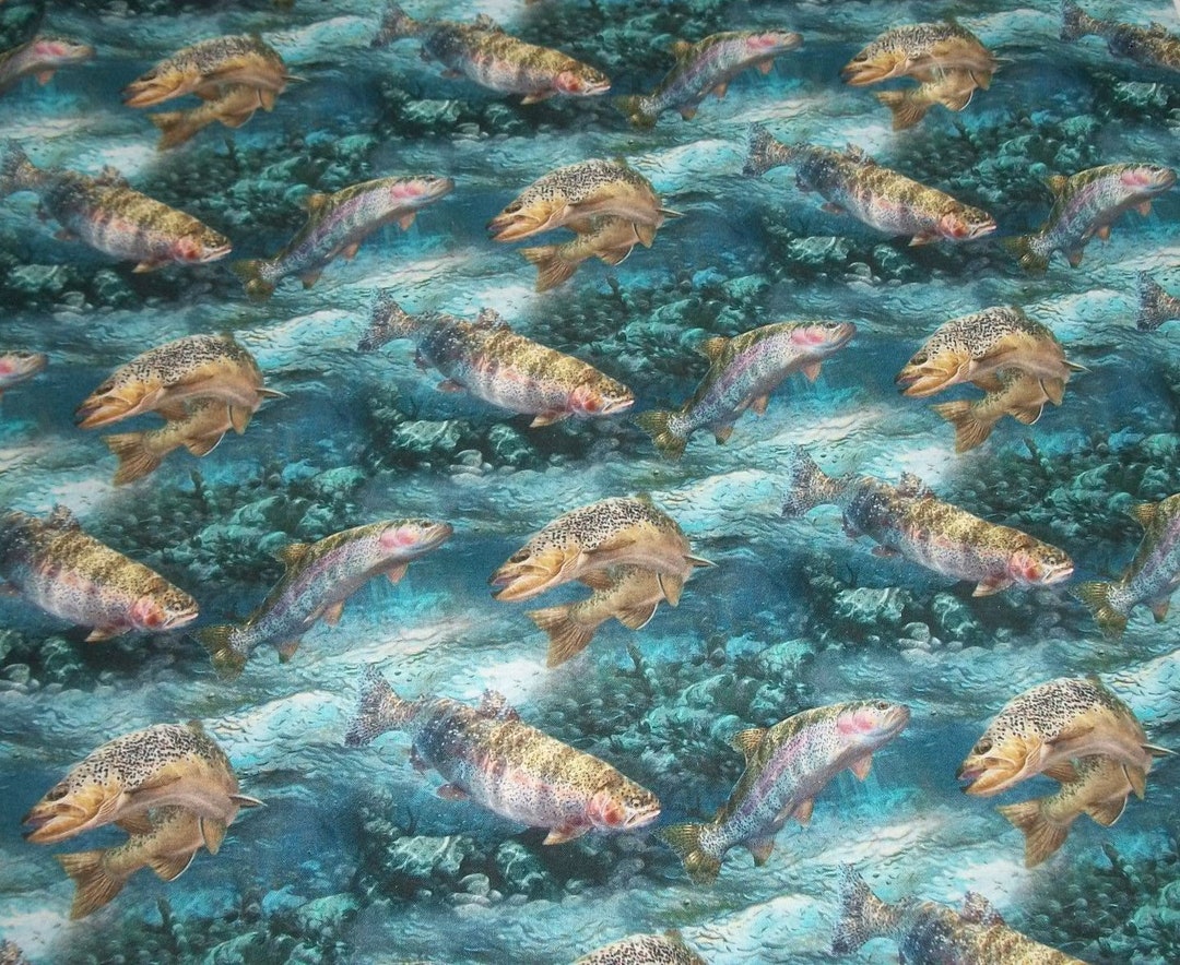 Fish Fabric, Fishing Fabric, Trout Fabric, by the Yard, Springs