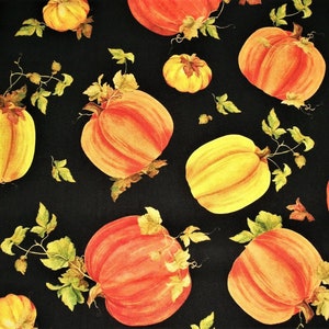 Pumpkin Fabric, Fall Fabric, Thanksgiving Fabric, By The Yard, QT Fabrics, Autumn Fabric, Quilting Crafting Sewing Fabric, Novelty Fabric