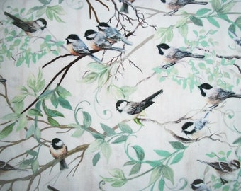 Bird Fabric, Chickadee Fabric, By The Yard, Spring Fabric, Timeless Treasures, Sewing Quilting Fabric, Novelty Fabric, Summer Fabric