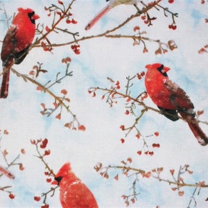 Cardinal Fabric, Bird Fabric, By The Yard, Winter Fabric, Timeless Treasures, Sewing Quilting Fabric, Novelty Fabric, Berries Fabric image 4