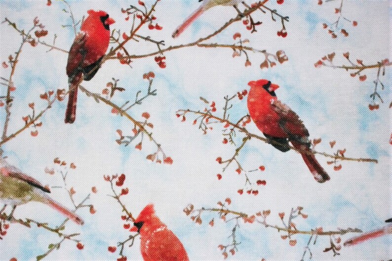 Cardinal Fabric, Bird Fabric, By The Yard, Winter Fabric, Timeless Treasures, Sewing Quilting Fabric, Novelty Fabric, Berries Fabric image 4