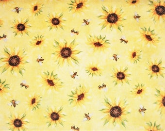 Sunflower Fabric, By The Yard, Country Fabric, Wilmington Prints,  Flower Fabric, Quilting Fabric, Craft Sewing Fabric, Novelty Bee Fabric,