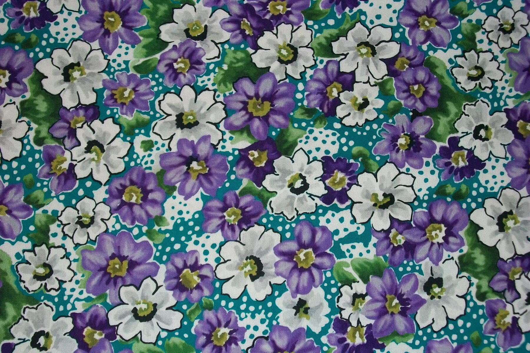 Flower Fabric Violet Fabric By The Yard Spring Fabric QT | Etsy