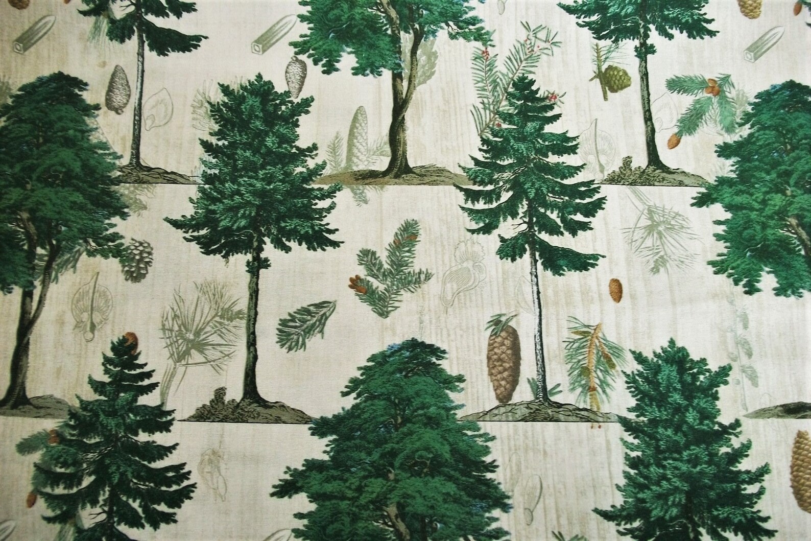 Tree Fabric Pine Cone Fabric By The Yard David Textiles Etsy