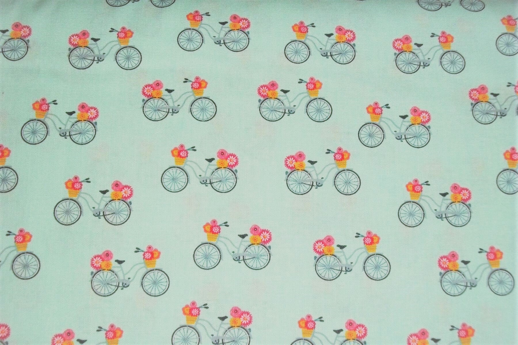 Bicycle Fabric, Spring Fabric, By The Yard, Benartex Fabrics, Quilting Sewing Fabric, Vintage Bicycle Fabric, Novelty Fabric, Cottage Chic