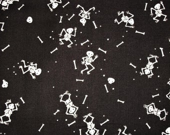 Skeleton Fabric, Halloween, Riley Blake, By The Yard, Novelty, Quilting Sewing Crafting, Skulls, Spooky