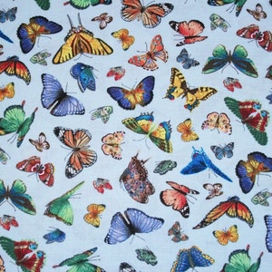 Butterfly Fabric, Nature Fabric, By The Yard, Elizabeth Studios, Sewing Quilting Fabric, Novelty Fabric, Summer Fabric, Spring Fabric,