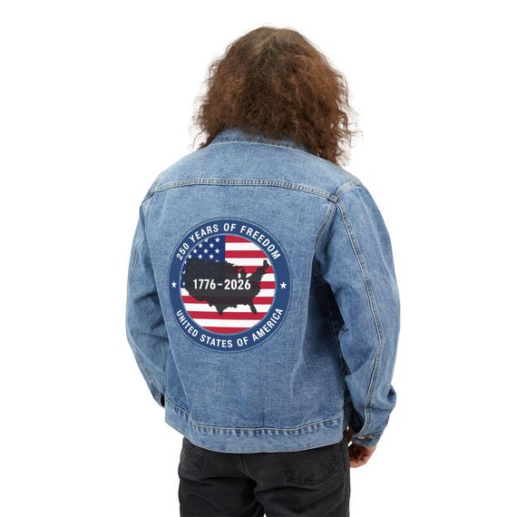 250 Years of Freedom Denim Jacket Men, USA 1776 2026 Patriotic