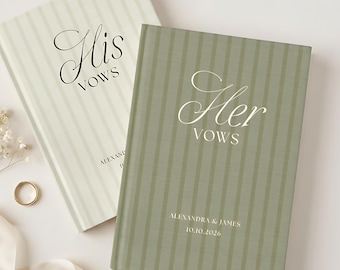 Pinstripe Vow Books, His & Her Vowbooks, Wedding Essentials, Custom Notebook, Wedding Details, Wedding Journal, Wedding Favors