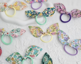 Liberty Fabric Bunny Ear Hair Tie: Handmade Floral Bow Bobble