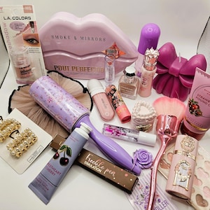 Teen Girly Box: Preppy,Clean Girl, Coquette, Self Care Makeup Accessories (Personalized Label)! Soft Girl Coquette