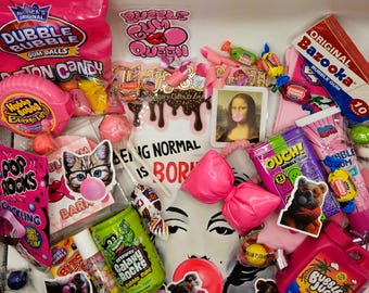 The Bubblegum Boxx: Bubblegum Scented, Stickers, Scrunchies, Lip Gloss