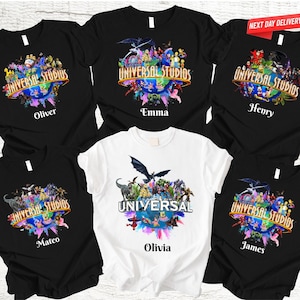 Custom Universal Studios 2026 Family Vacation Shirts – Personalized Name Tee – Matching Characters