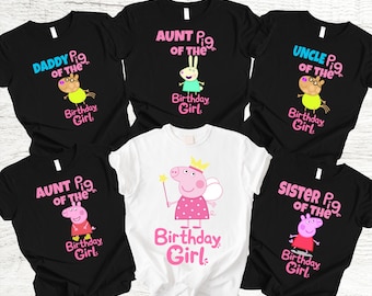 Camiseta personalizada de cumpleaños de cerdito, camiseta personalizada para el grupo de cumpleaños familiar, camiseta a juego para mamá, papá, niña y niño.