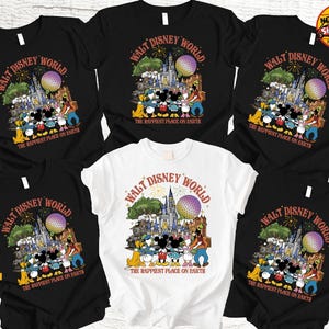 Vintage Walt Disney World 4 Parks Family Shirt, Retro Happiest Place on Earth Squad Tee, Matching Family Trip Outfit image 3