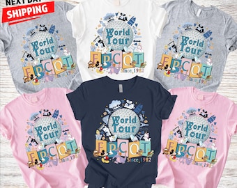 Camiseta familiar personalizada de EPCOT con nombres, camiseta grupal de personajes de Disney, vacaciones de Disney a juego