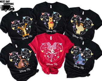 Camiseta de viaje familiar Disney 2026 - Camiseta de vacaciones personalizada con todos los personajes - Camisetas familiares personalizadas de Cenicienta a juego