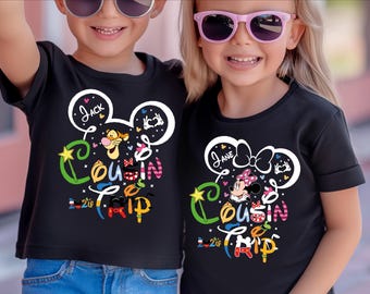 Camisetas de Disney a juego para primos, camisetas de Mickey Mouse con gafas de sol COUSIN CREW, vacaciones, Disney a juego, Minnie Mouse, camiseta de Mickey para niños