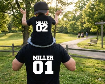 Personalized Dad Shirt | Fathers Day Gift | Fathers Day Shirt | Dad Shirt Dad & Son Personalized Last Name Shirt | Dad and Baby Matching