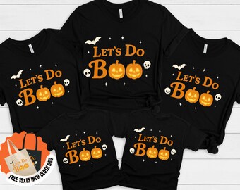 Camisetas familiares de Halloween "Let's Do Boo": camisetas a juego con fantasmas de calabaza espeluznantes