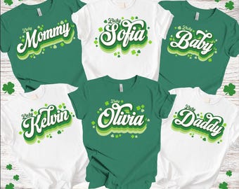 Camisetas familiares personalizadas para el Día de San Patricio, camisetas verdes a juego con trébol de la suerte