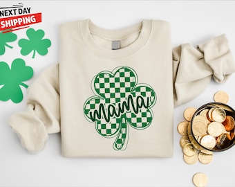 Sudadera Mama Shamrock, atuendo irlandés de la suerte para el Día de San Patricio.