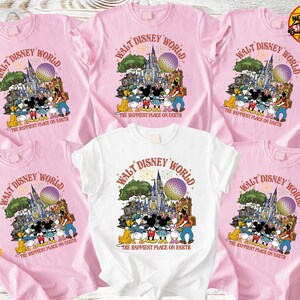 Vintage Walt Disney World 4 Parks Family Shirt, Retro Happiest Place on Earth Squad Tee, Matching Family Trip Outfit image 2