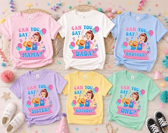 Camiseta personalizada "¿Puedes decir uno?", camiseta de Rachel y Herbie, camisetas "¿Puedes decir mamá?", camiseta personalizada de la cumpleañera de la Sra. Rachel, camiseta familiar a juego.