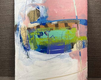 Mixed Media Collage Abstract Painting: Original Art on Paper, interior decor