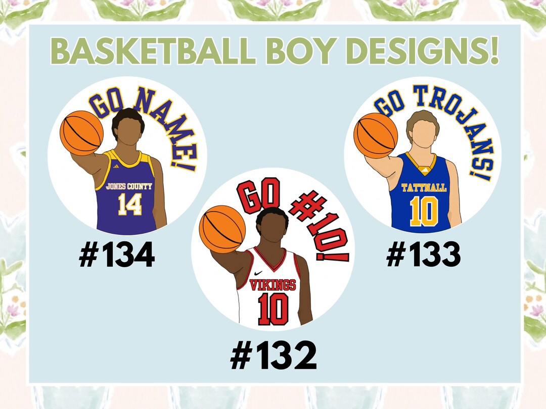 Custom Basketball Boy Buttons | Name, Number and Team Colors ...