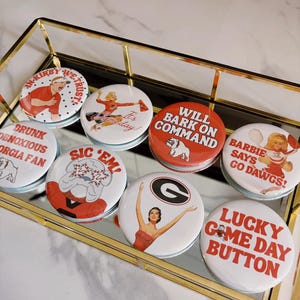 Georgia Bulldogs Buttons | UGA Game Day Pins for Gameday Outfits, Tailgates & Football Season