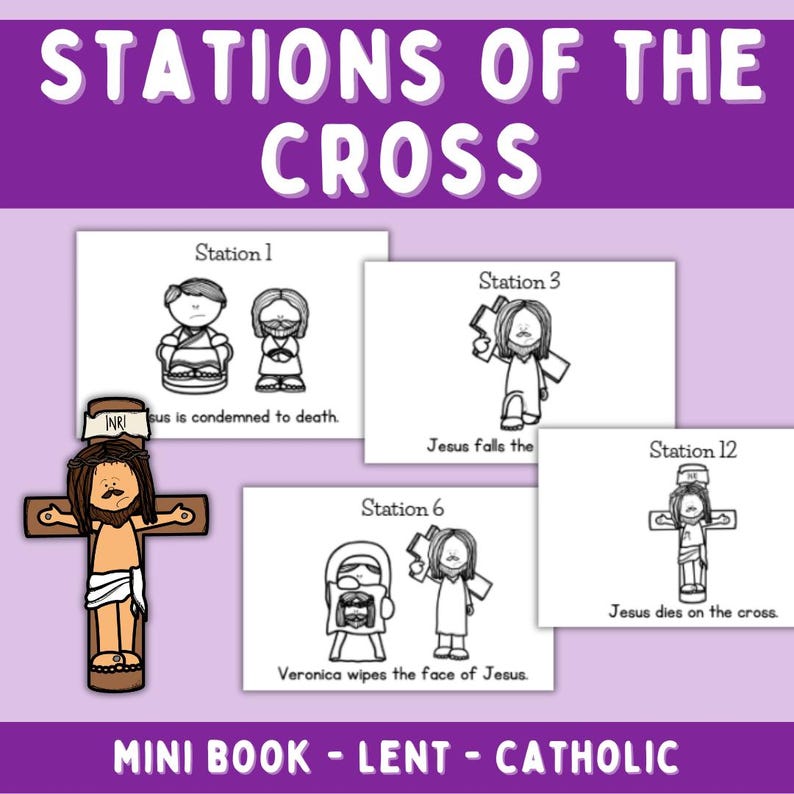 Stations of the Cross Mini Book | Catholic Lent Activity for Elementary ...