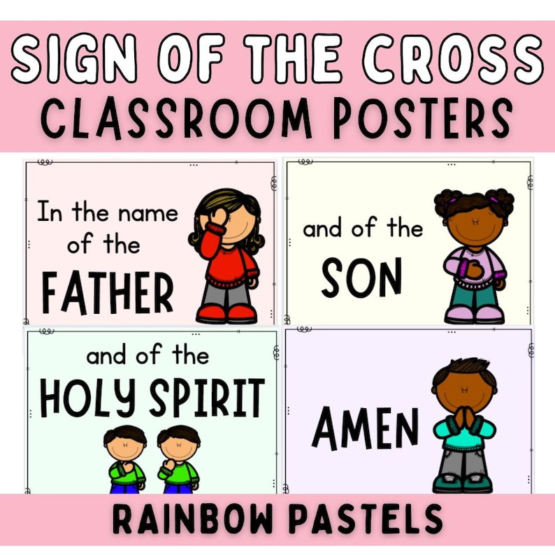 Catholic Sign of the Cross Classroom Posters Printable - Etsy
