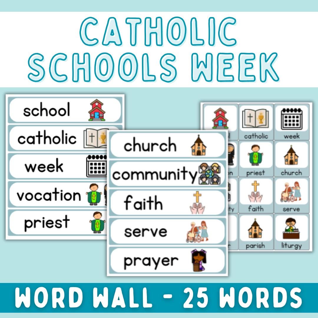 Catholic Schools Week Word Wall for Elementary Students | Printable - Etsy