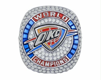 OKC Thunder 2025 Replica Championship Ring | Alexander MVP Collectible | Stainless Steel Fan Memorabilia with Wooden Display Box