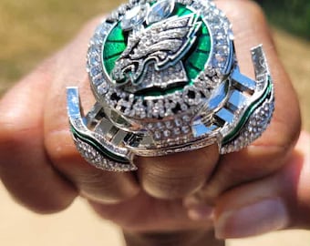 Replica Super Bowl 2025 Championship Ring | Eagles Fan Collectible Stainless Steel | Luxury Wooden Box | Hurts or Barkley Edition