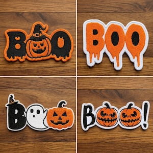 Halloween Boo Spooky Pumpkin Embroidered Patch, Gothic Theme, Iron On Patch, Holiday Lovers, Jacket Backpack Decoration