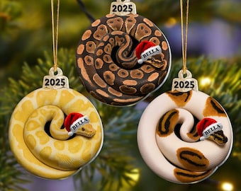 Personalized Ball Python Christmas Ornament, Reptile Lover Gift