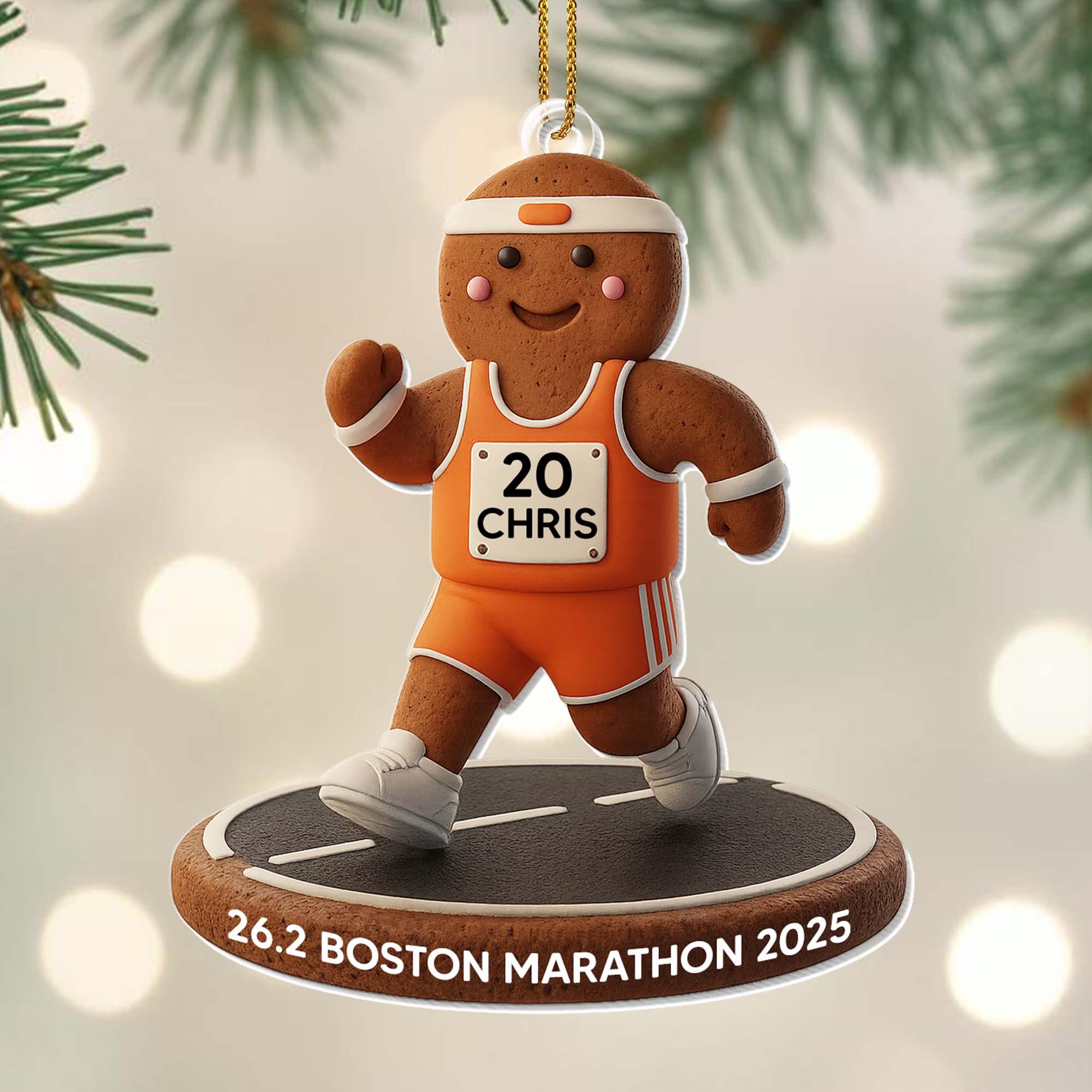 Discover Personalized Runner Ornament  Gingerbread Man on Track 2D Acrylic Decor