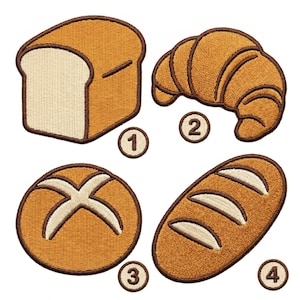Croissant and Bread Loaf Bakery Embroidered Patch, Foodie Theme, Iron On Patch, Baking Lovers, Jacket Backpack Accessory