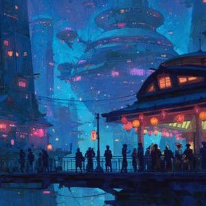 Faroles sobre Neo-Kioto – Póster fotográfico imagen 2
