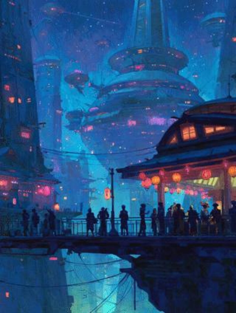 Faroles sobre Neo-Kioto – Póster fotográfico imagen 2