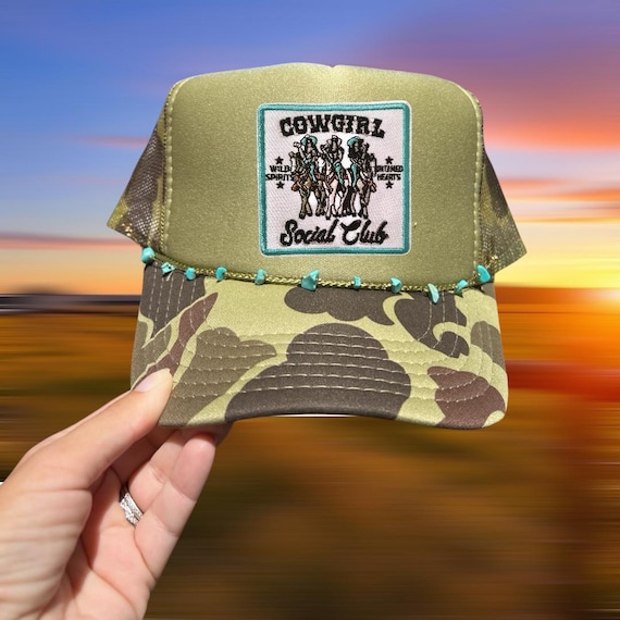 Cowgirl Social Club Hat, Trucker Hat With Patch, Coastal  display picture 3