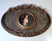 Mosaic wall hanging, collector plate wall hanging, mother and child mosaic, signed plate, mirror mosaic, wall deocr, one of a kind, artisan