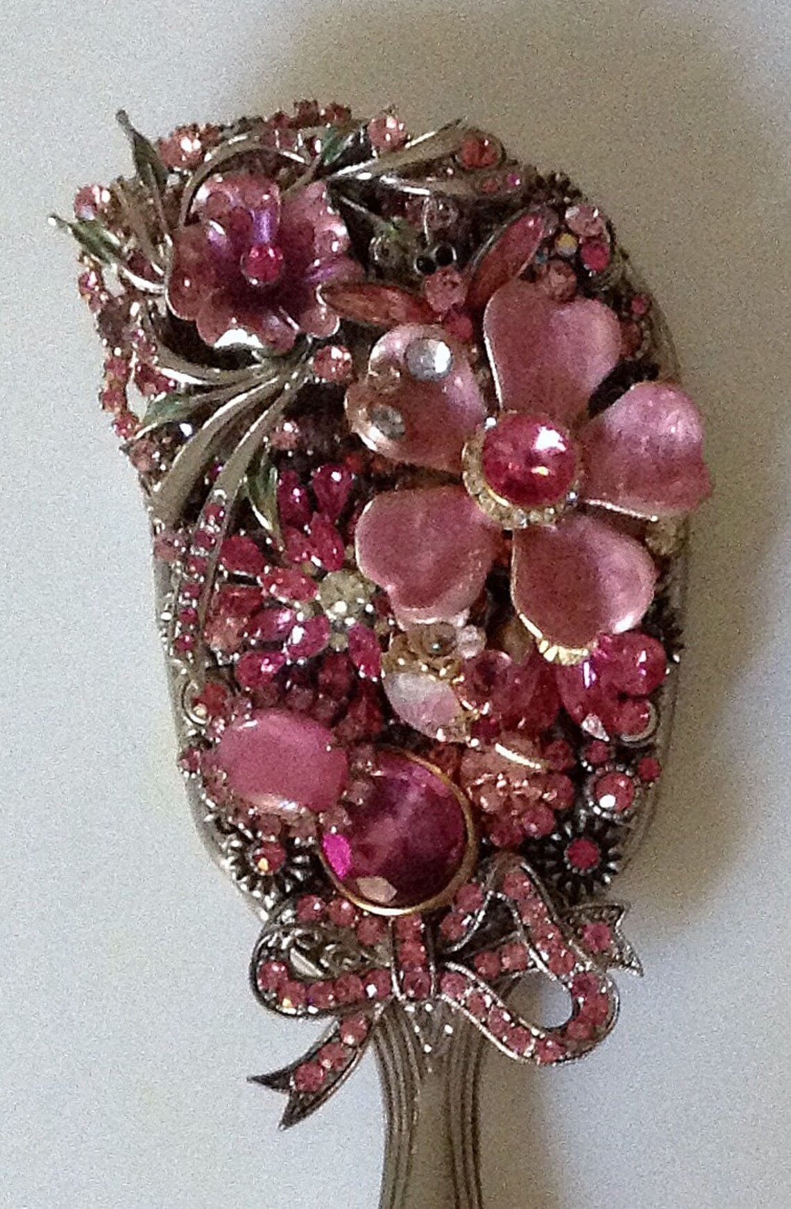 Jeweled Hand Mirror Small Pink Jeweled Mirror One of a Kind Etsy
